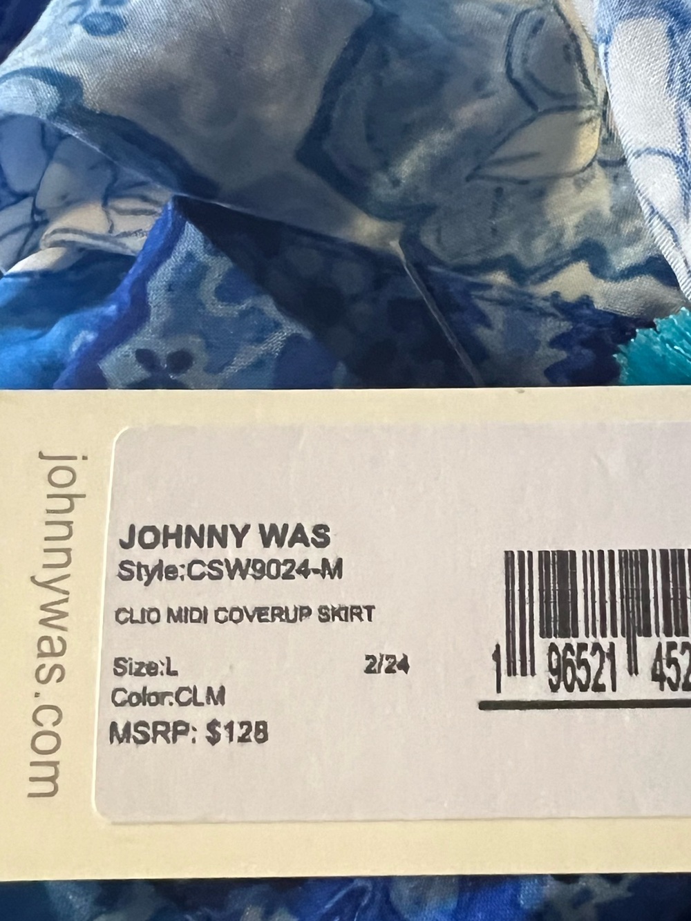 Johnny Was Blue and White Floral A-Line Skirt - Picture 4 of 6